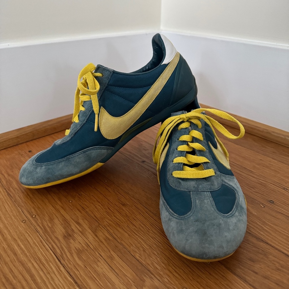 Nike Sprint Sister Vintage Leather Sneakers Rare Y2K – Teal / Yellow (Women’s 7)